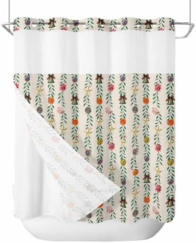 holiday home winter bathroom shower curtain set with see through top 72x72