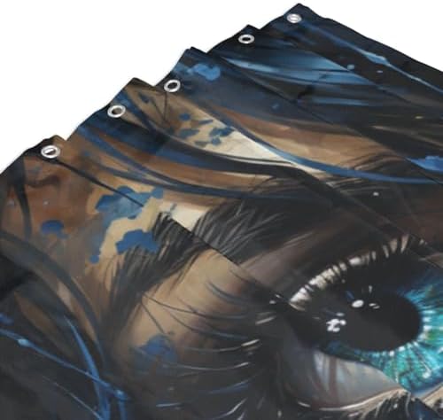 Blue Eye Bath Shower Curtain Set - Abstract Hippie Design