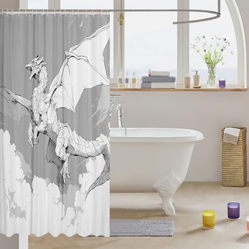 Feelyou Cartoon Dragon Shower Curtain Set 72x78 Kids Bath Curtain