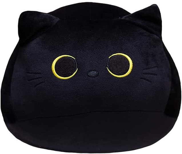 Black Cat Plush Pillow Toy Soft Stuffed Animal for Kids Baby Girls