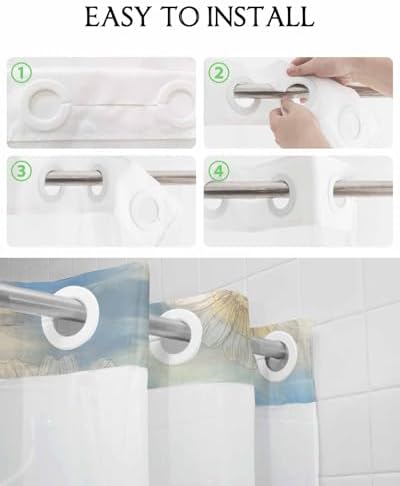 No Hook Shower Curtain Set with See-Through Window