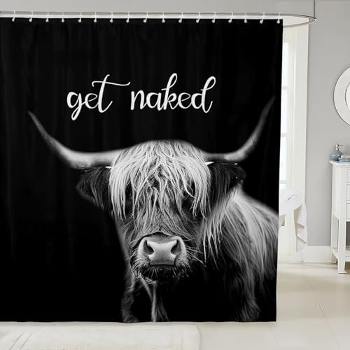 Cute Highland Cow Bath Curtain Unique Bathroom Decor