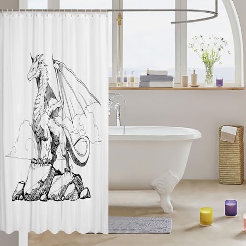 Feelyou Cartoon Dragon Bath Curtain Personalized Kids Bathroom Accessories with Cutesy Design