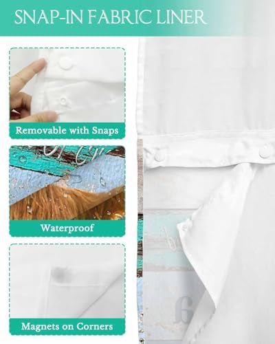 Stylish Farmhouse Shower Curtain Rustic 72x78 Water Resistant No Hook