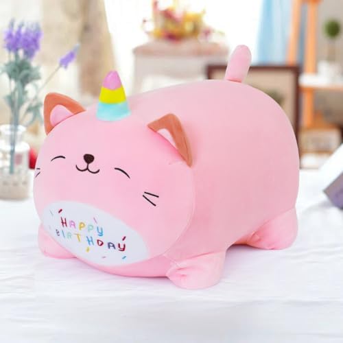 Kawaii Happy Birthday Unicorn Plush Pillow for Kids 25cm