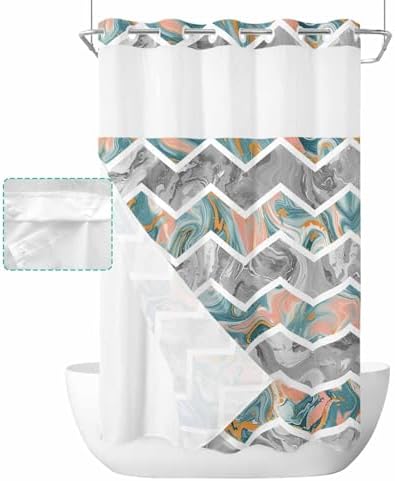 Stunning No-Hook Shower Curtain with See-Through Top for Bathrooms