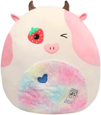 20-Inch Strawberry Cow Plush Pillow