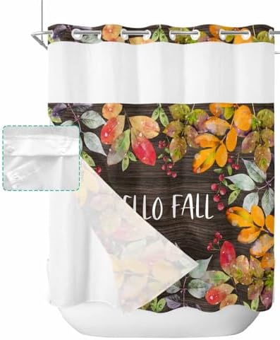 Autumn Inspired No-Thumb Bathroom Curtain Set