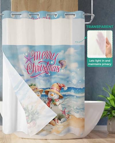 Bath Time Bliss No-hook Waterproof See-Through Shower Curtain