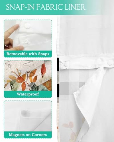No Hook Cloth Fabric Shower Curtain Set