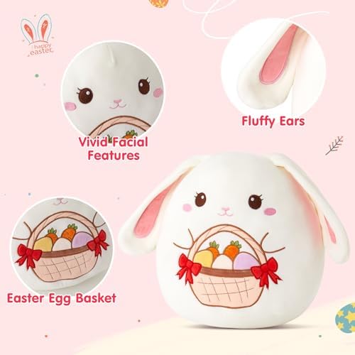 Cute bunny plush pillow for kids 12-inch soft cozy Easter gift