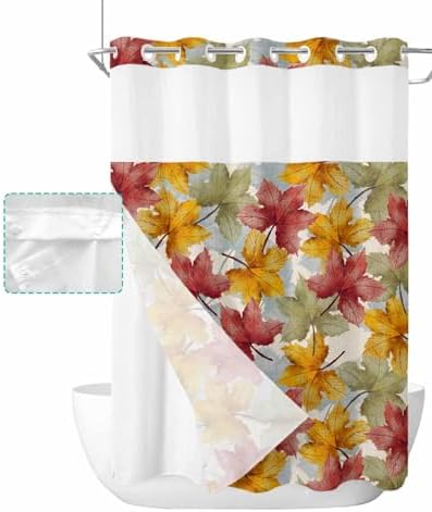 Fall Colorful No Hook Shower curtain Set