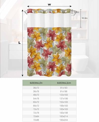 Fall Colorful No Hook Shower curtain Set