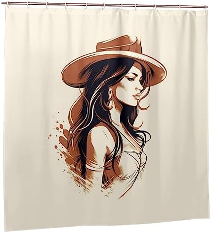 TIYAANDSY Cowboy Girl Shower Curtain Set