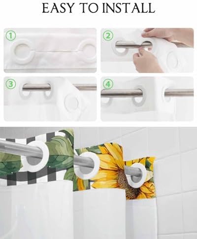 No Hook Cloth Fabric Shower Curtain with Snap-in Liner Set