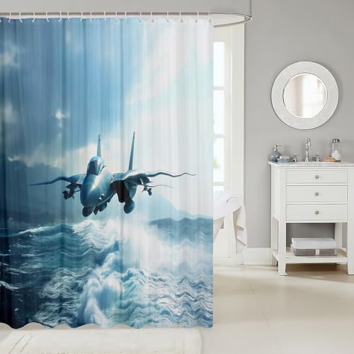 Sturdy Flight-Themed Bath Curtains