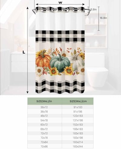 No Hook Cloth Fabric Shower Curtain Set