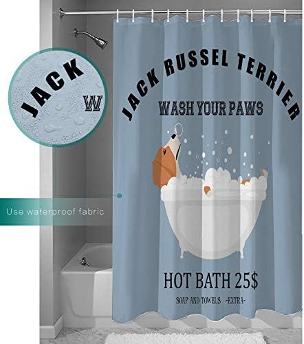 Premium Jack Russell Terrier Shower Curtain waterproof soft realistic animal design