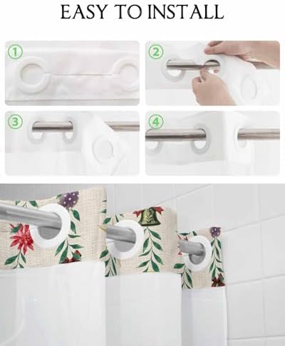 holiday home winter bathroom shower curtain set with see through top 72x72