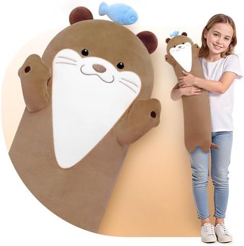 Long Otter Plush Body Pillow - Soft Cuddle Toy for Kids Girls