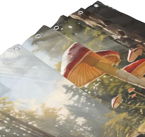 Trippy Red Mushroom Shower Curtain Set of 1