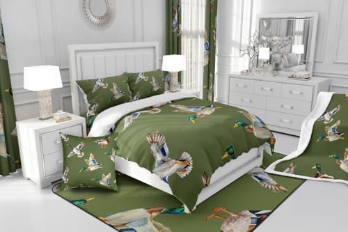 Jejeloiu Cute Mallard Duck Shower Curtain Set 72x84