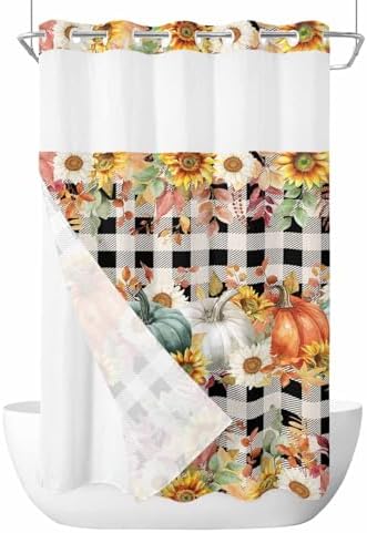 Cozy Fall Shower Curtain with Seeing Window