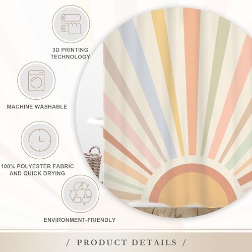 Glawry Boho Sun 60x72 Inch shower curtain set