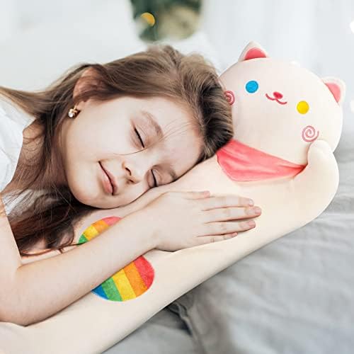 Rainbow Cat Plush Pillow Soft Ergonomic Perfect for Relaxation