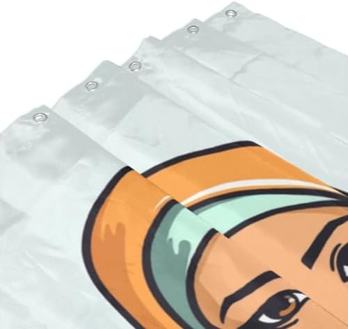 Cartoon Girl Minimalism Boho Shower Curtain Set