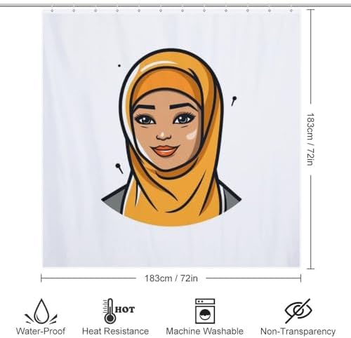 Cartoon Girl Boho Minimalistic shower curtain set