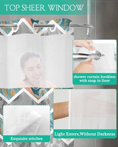 Stunning No-Hook Shower Curtain with See-Through Top for Bathrooms