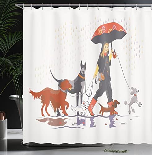 Ambesonne Dog Shower Curtain Modern Style for Your Paws on the Go