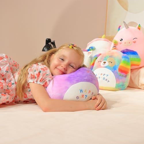 Easfan Rainbow Unicorn Plush Pillow