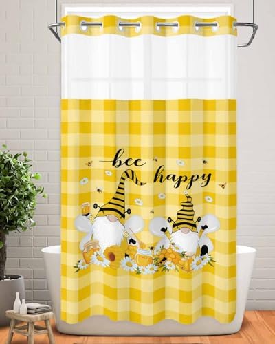 TocaHome No Hook Shower Curtain with Snap Liner Set