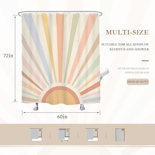 Glawry Boho Sun 60x72 Inch shower curtain set