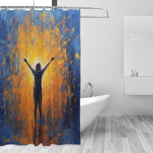 T moda ndsy Oil Painting Abstract Shower Curtain Set
