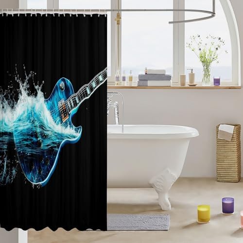 Cool Guitar Bass Bath Curtain 72-inch x 78-inch