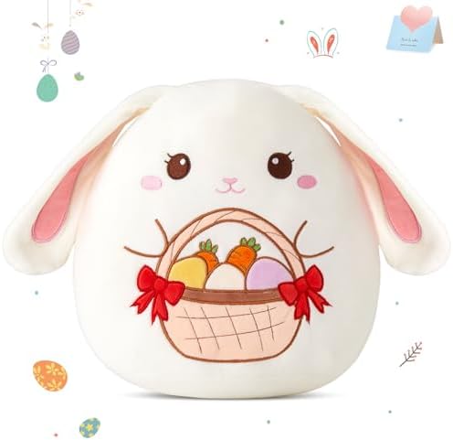 Cute bunny plush pillow for kids 12-inch soft cozy Easter gift