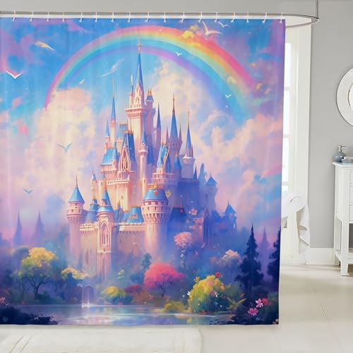 Fairy Tale Castle Shower Curtain with 12 Hooks