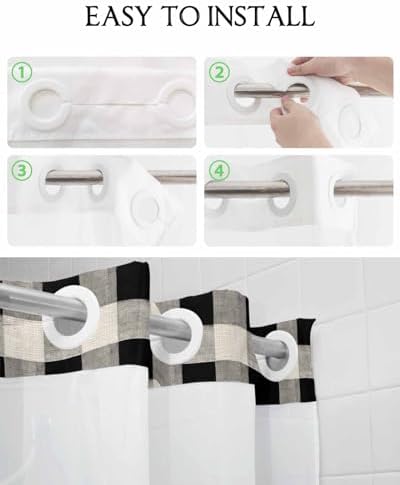 No Hook Cloth Fabric Shower Curtain Set