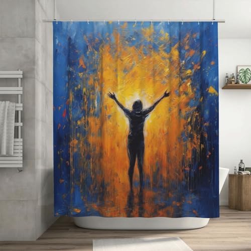 T moda ndsy Oil Painting Abstract Shower Curtain Set