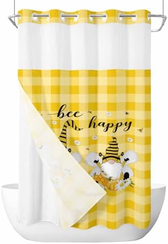 TocaHome No Hook Shower Curtain with Snap Liner Set