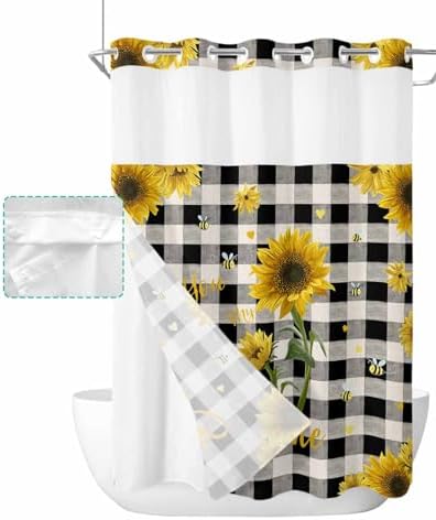 TocaHome No Hook Cloth Fabric Shower Curtain with Snap in Liner