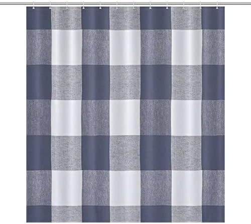UanMere Buffalo Check Bath Curtain with Hooks for Kids
