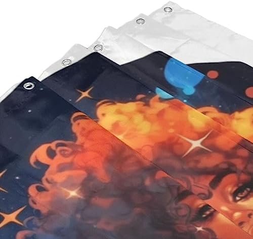 Tiyaandsy Black Girl Shower Curtain Set Modern Starry Night Design