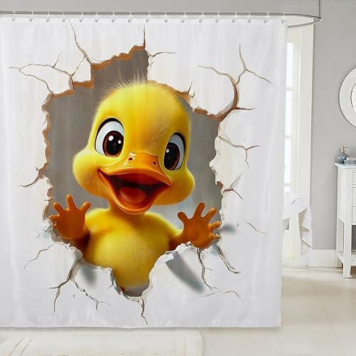 3D Funny Duck Shower Curtain Set