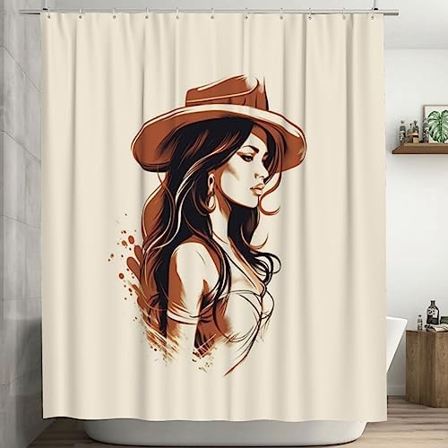 TIYAANDSY Cowboy Girl Shower Curtain Set