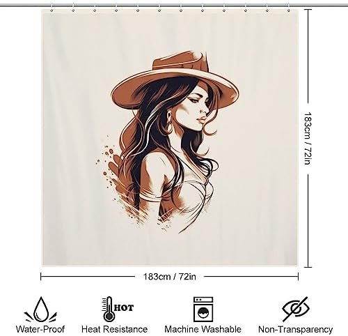 TIYAANDSY Cowboy Girl Shower Curtain Set