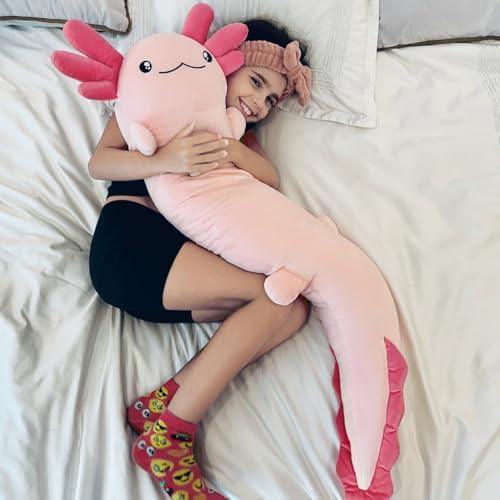 Tezituor Pink Axolotl Stuffed Animal Pillow for Kids